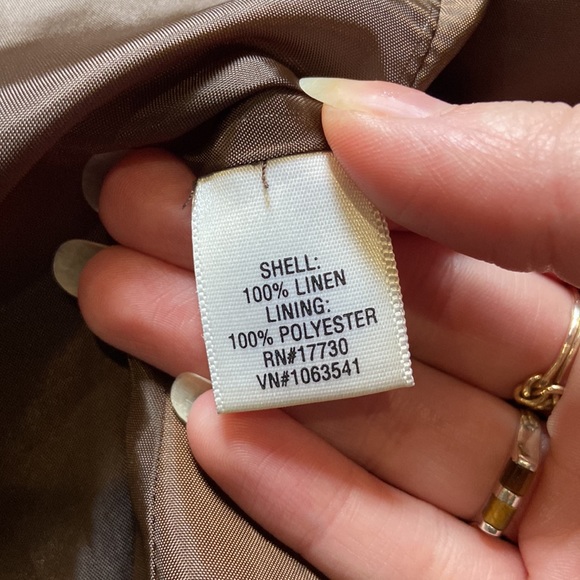 Brown Linen Womens Suit Jacket Blazer - Picture 6 of 7